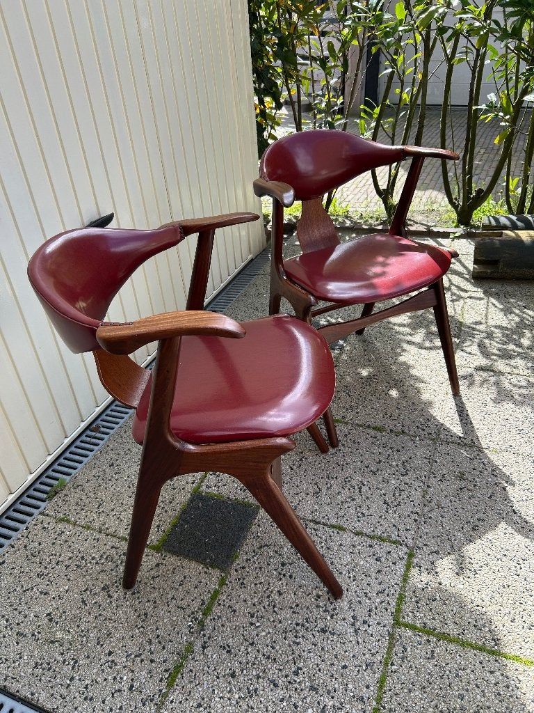 2 stoel stoelen AWA koehoorn Teeffelen vintage, Huis en Inrichting, Stoelen, Ophalen, Gebruikt, Bruin, Nvt