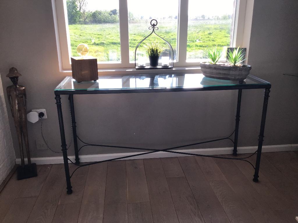 Sidetable, Huis en Inrichting, Tafels | Sidetables, Ophalen, 100 tot 150 cm, Zo goed als nieuw, Glas