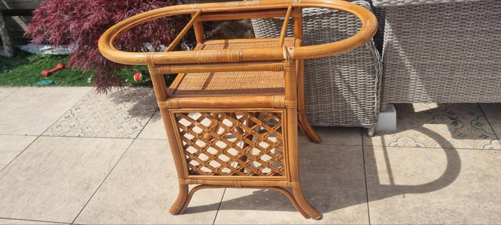 Vintage rotan bistro tafel, Overige materialen, Gebruikt, Vintage, Retro, Bohemian, 55 tot 75 cm