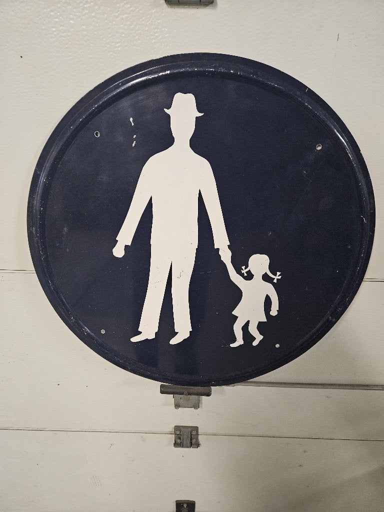 Vintage Verkeersbord: Man met Kind (Eigen Weg), Verzamelen, Ophalen of Verzenden, Gebruikt