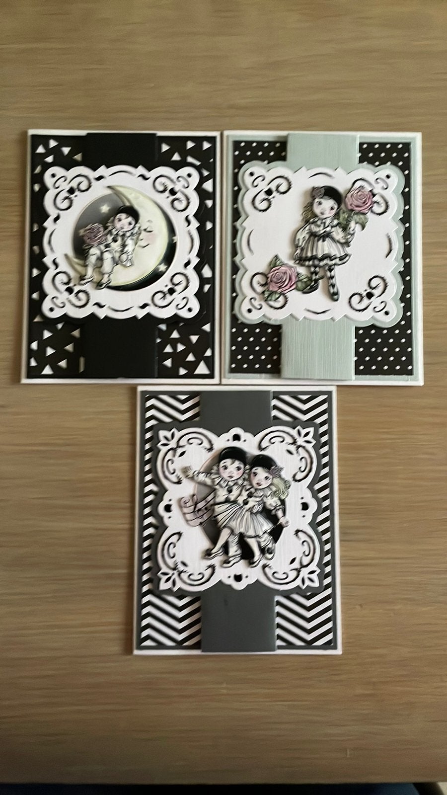 3 zelf geborduurde Piero kaarten €3.00, Hobby en Vrije tijd, Kaarten | Zelfgemaakt, Ophalen of Verzenden, Nieuw, Overige thema's