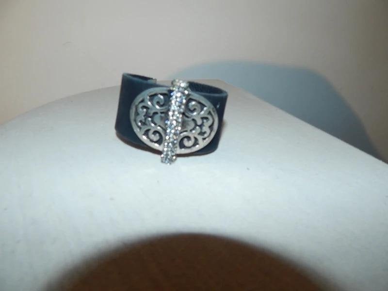 Otazu leren armband zilveren sier bewerking steentjes, Verzenden, Gebruikt, Zilver, Leer