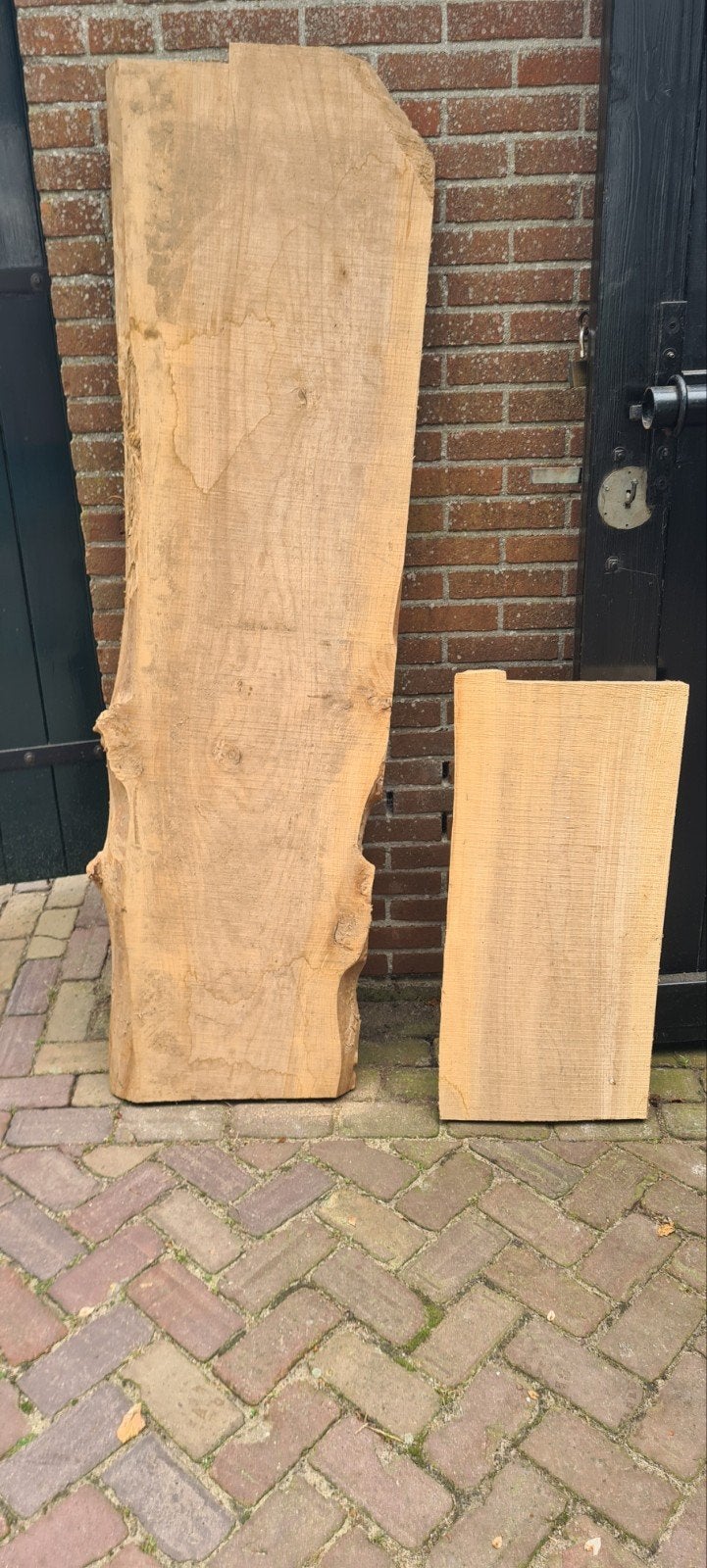 Iepen boomstam planken - 2 stuks, Ophalen, Gebruikt