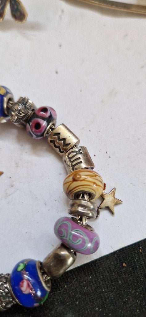 Zilveren bedelarmband 925 – 15 kralen, o.a. Pandora (ALE), Sieraden, Tassen en Uiterlijk, Armbanden, Ophalen of Verzenden, Zo goed als nieuw