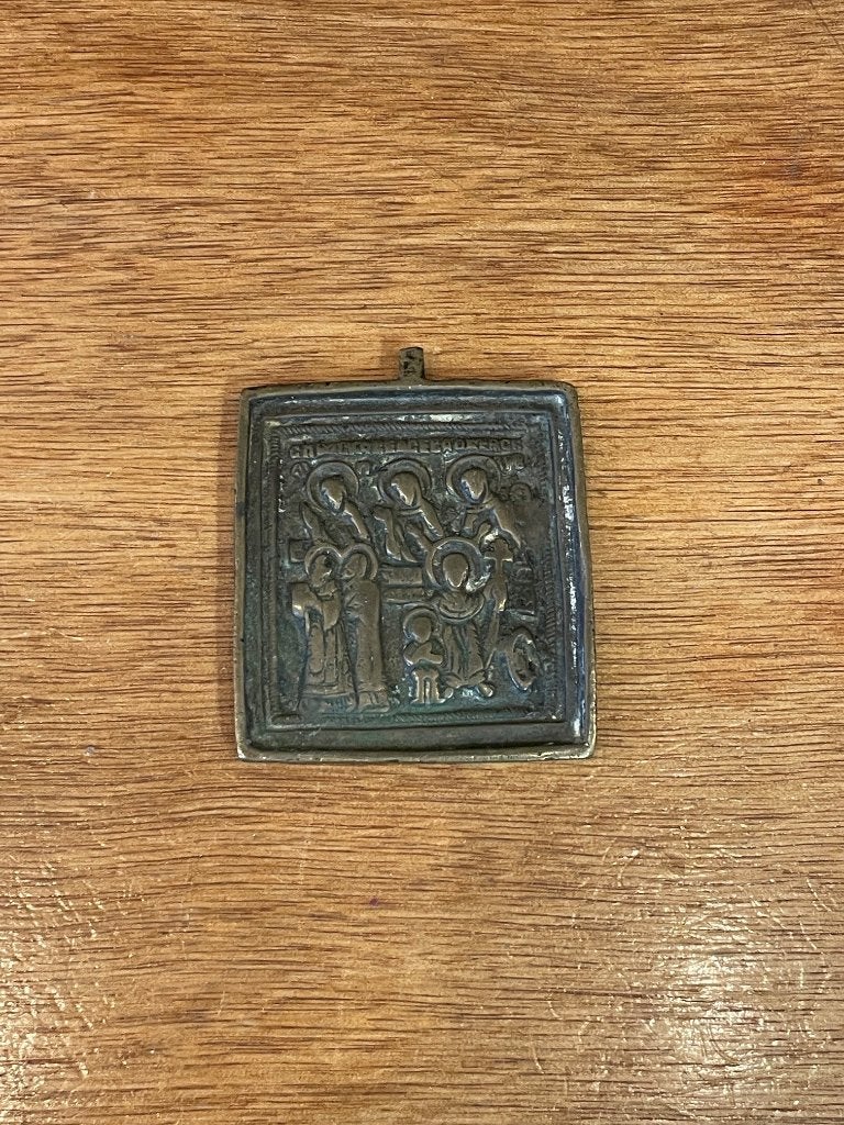 Antiek bronzen Russisch reisicoon 1800s, Ophalen of Verzenden