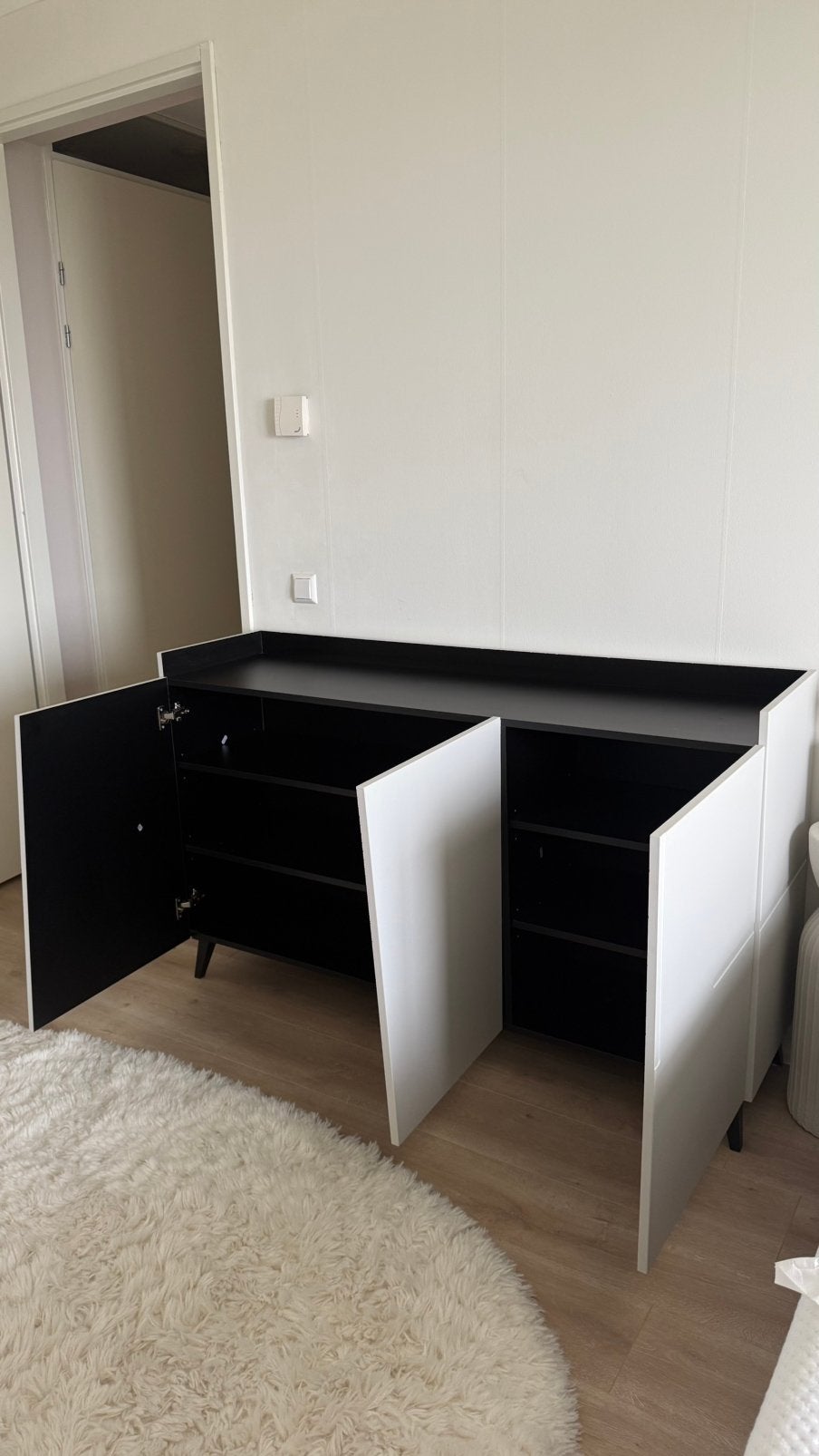 Dressoir grijs, lade kast - meubella, Ophalen, 100 tot 150 cm, Zo goed als nieuw, Minder dan 100 cm
