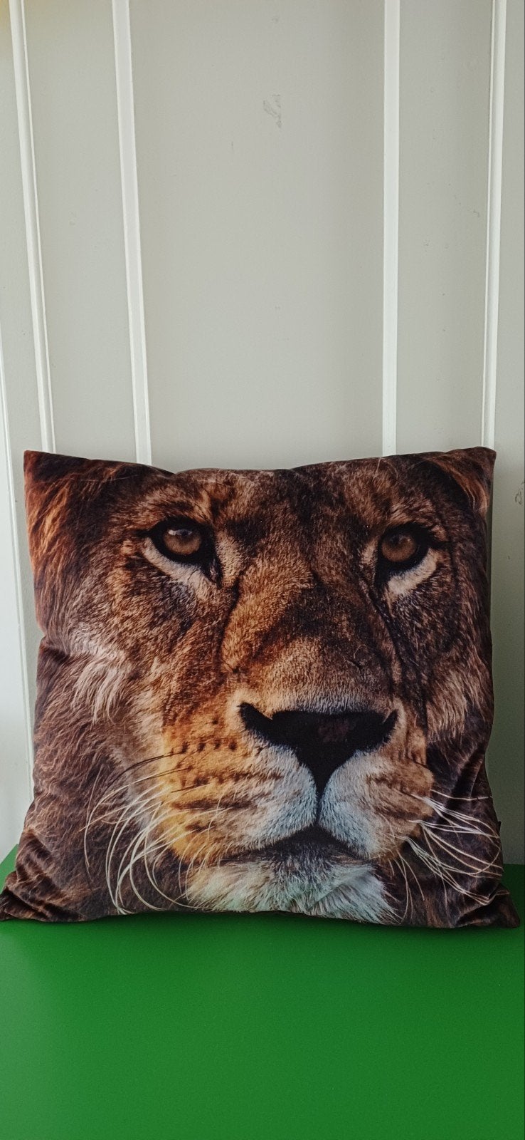 2 kussens 45x45 cm met leeuwenprint, zonder binnenkussens, Bruin, Met print, Vierkant, Ophalen of Verzenden