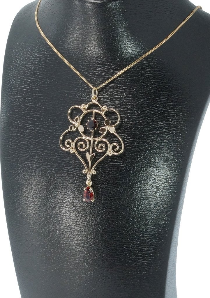 Art Nouveau fraai gouden ketting hanger Engeland vintage, Ophalen of Verzenden, Goud, Hanger, Met edelsteen