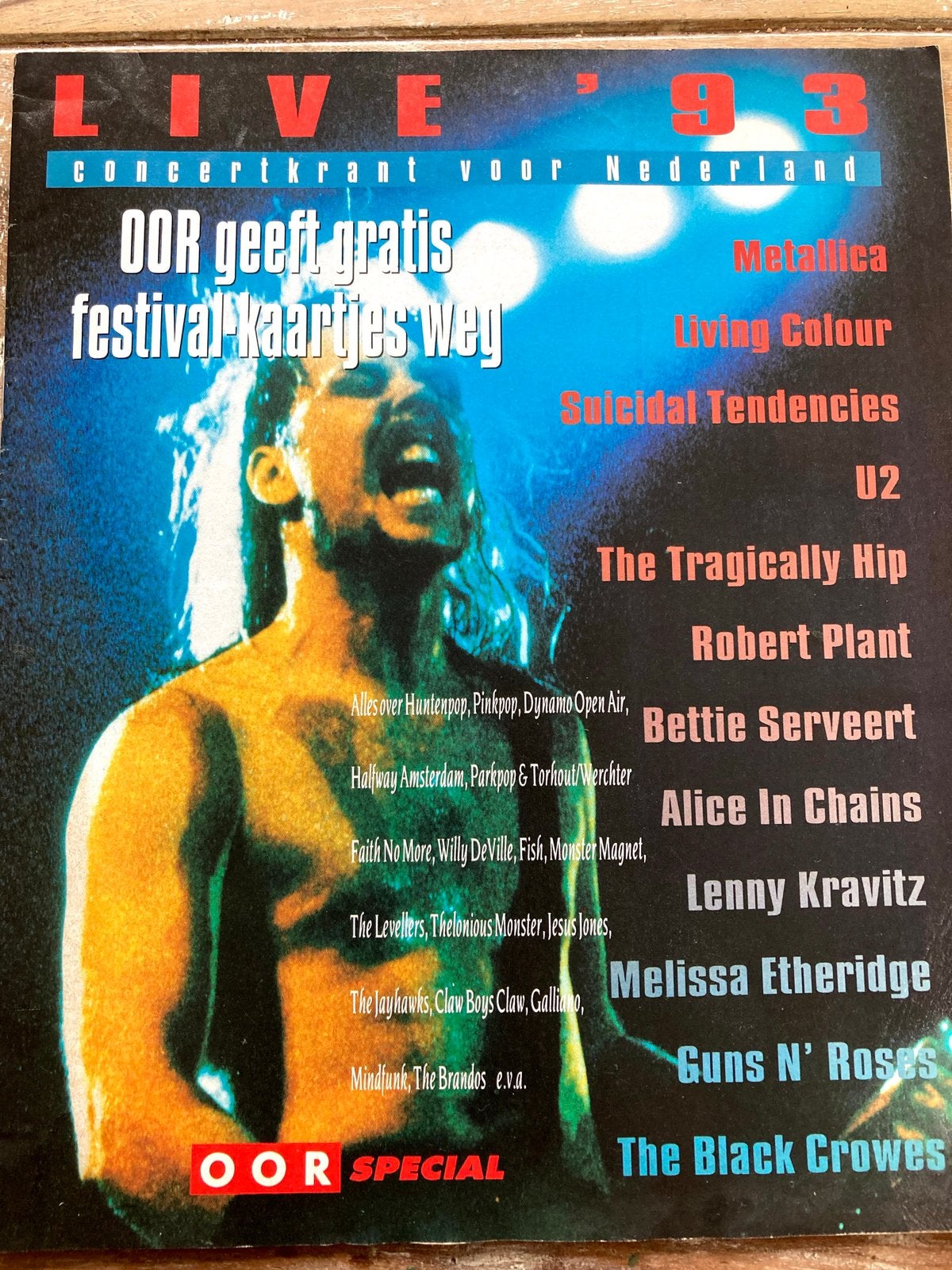 Krant Live 1993 METALLICA Lenny Kravitz U2 Alice In Chains, Ophalen of Verzenden, Muziek, Film of Tv