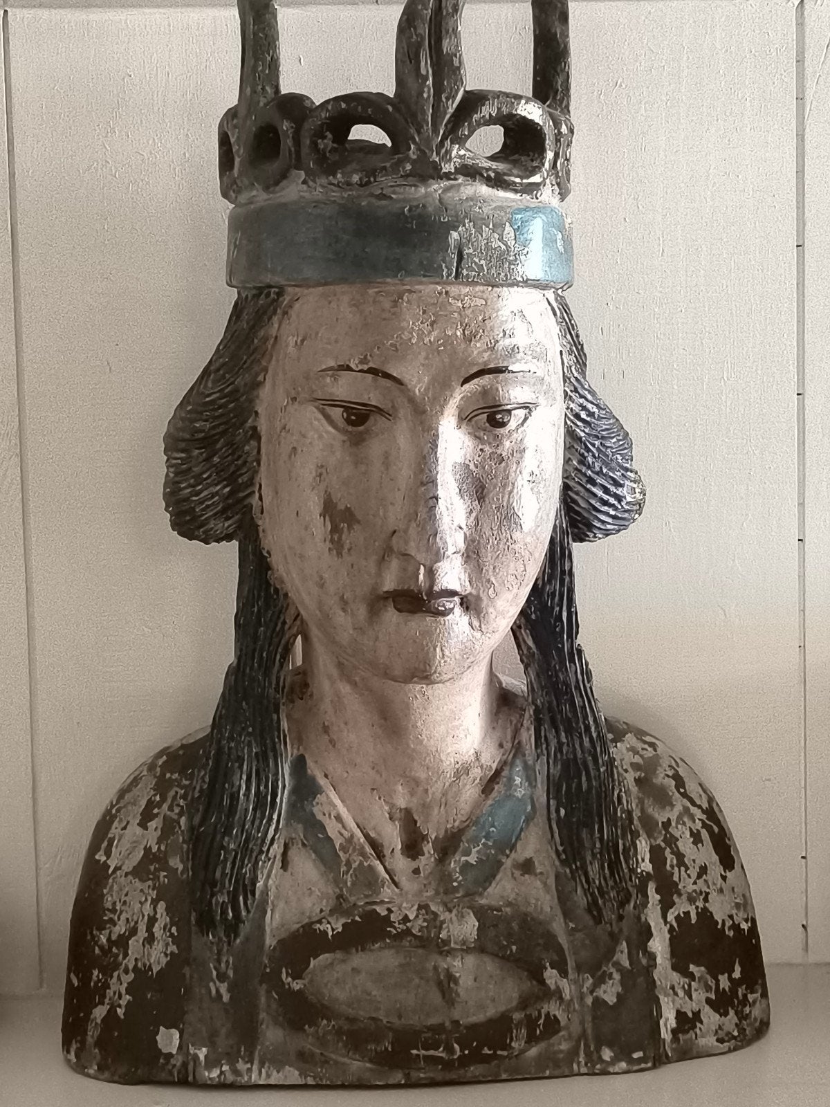 Antiek Chinees houten sculptuur, vermoedelijk Quanyin, Antiek en Kunst, Kunst | Beelden en Houtsnijwerken, Handgemaakt, Beeld