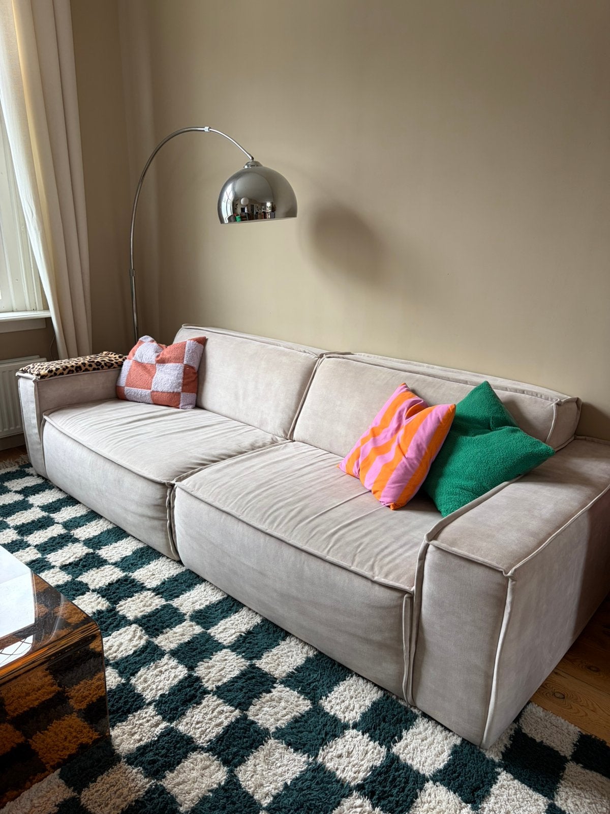 Fest Amsterdam bank the Edge velvet grijs/beige, Ophalen, 250 tot 300 cm, Gebruikt, Velvet
