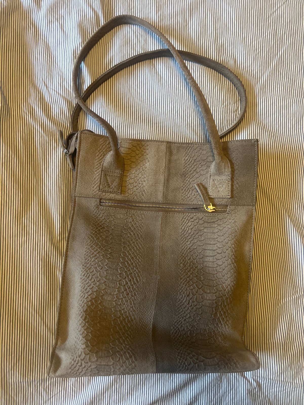 DSTRCT Schoudertas - Taupe met Slangenprint, Ophalen of Verzenden, Gebruikt, Bruin, Schoudertasje