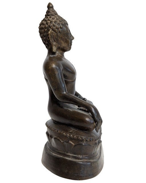 Bronzen Boeddhabeeld – Bhumisparsha mudra – 044, Gebruikt, 20 cm, Ophalen of Verzenden, Bruin