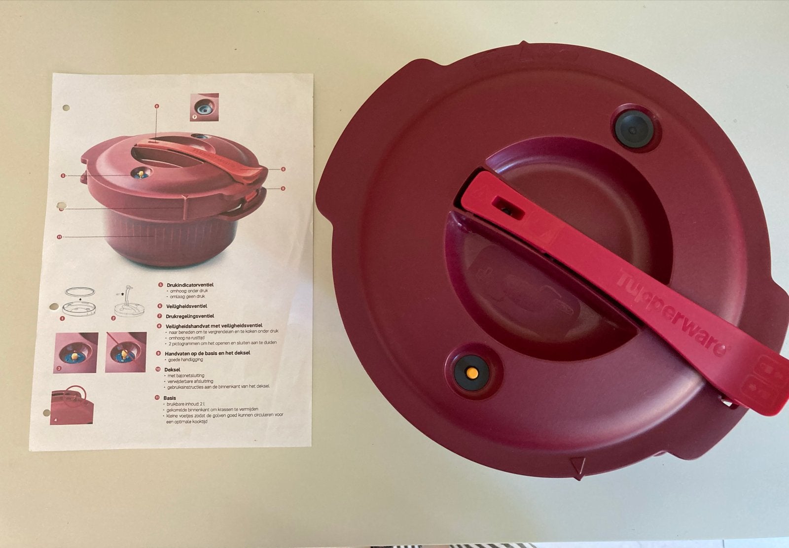 Tupperware Micro Minuut Snelkookpan - 3L, Kunststof, Ophalen of Verzenden, Rood, Overige merken