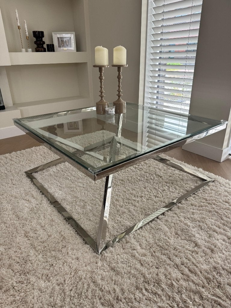 Salontafel glas, Huis en Inrichting, Tafels | Salontafels, Ophalen, 50 – 75, Gebruikt, Glas