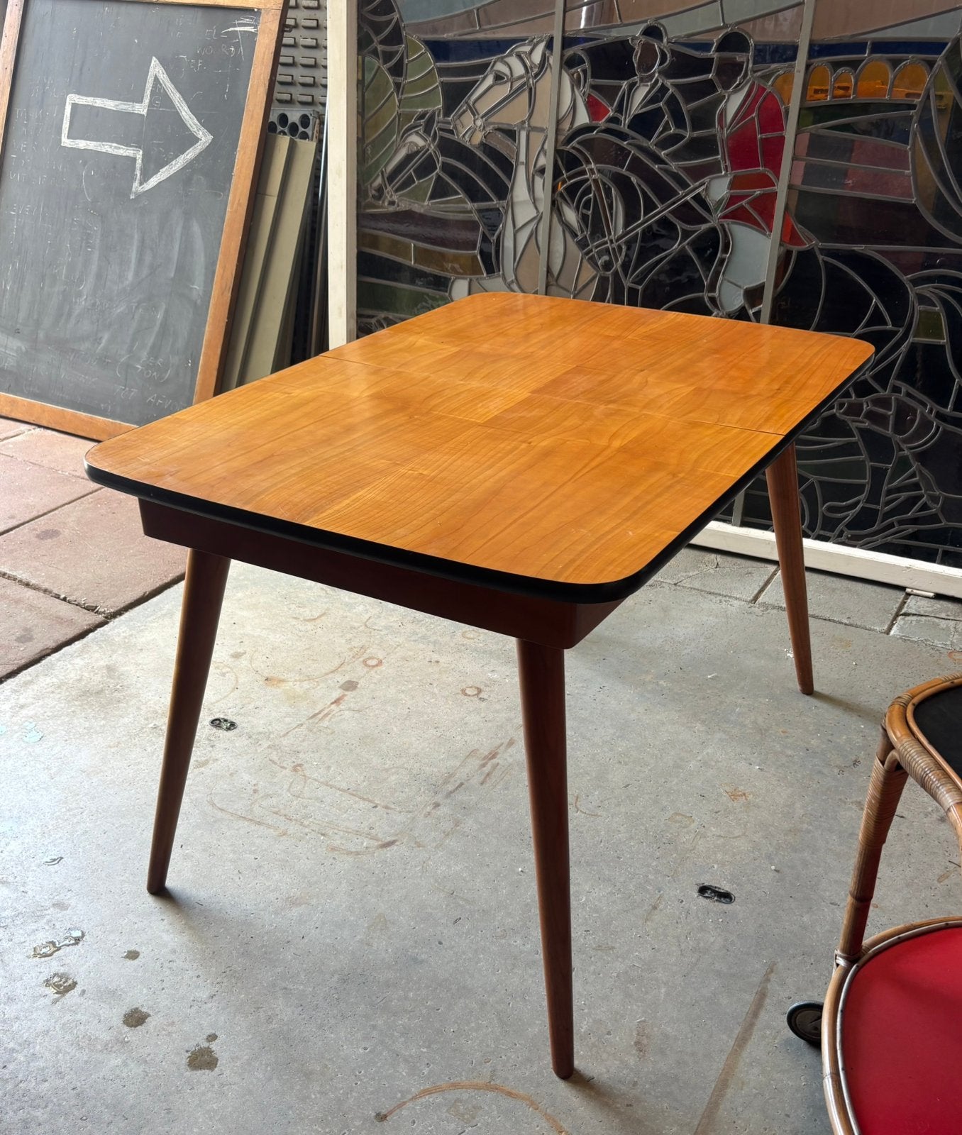 Vintage eettafel, Ophalen, Gebruikt, 100 tot 150 cm, 50 tot 100 cm