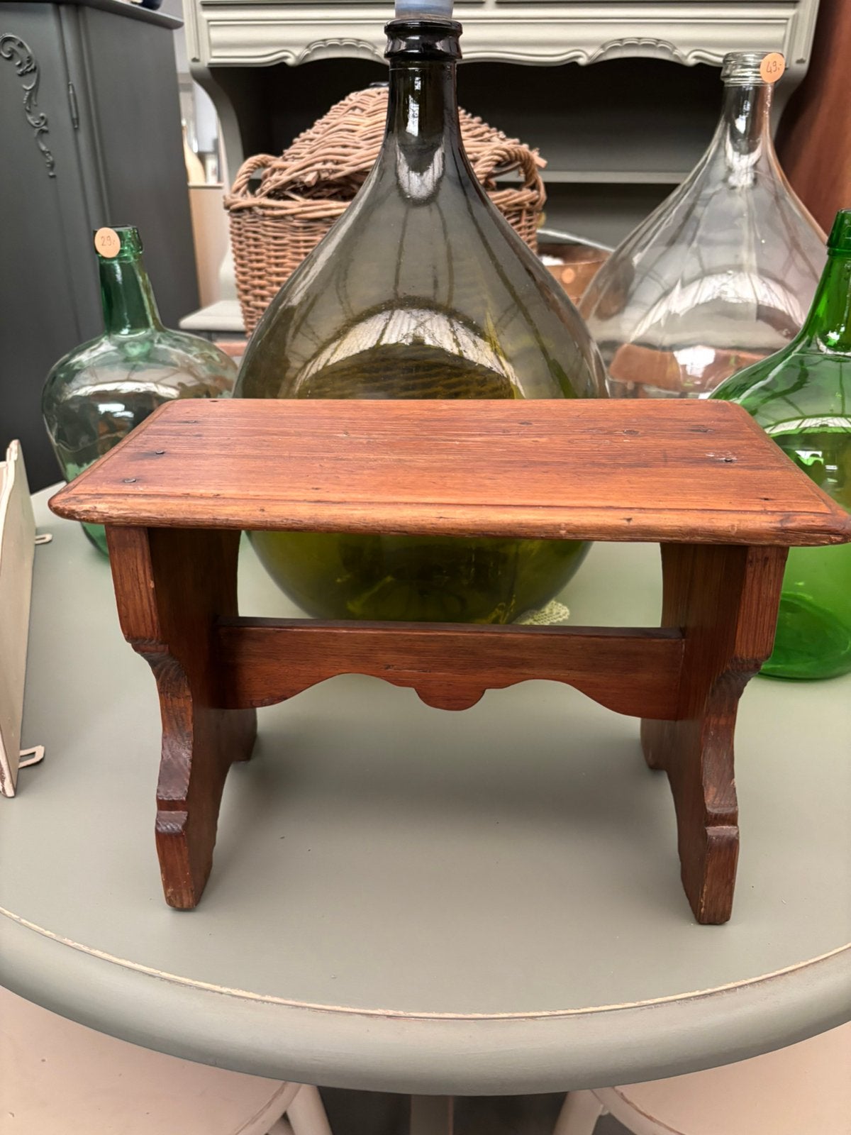 Brocante houten vensterbankkrukje / krukje, Antiek en Kunst, Curiosa en Brocante, Ophalen of Verzenden