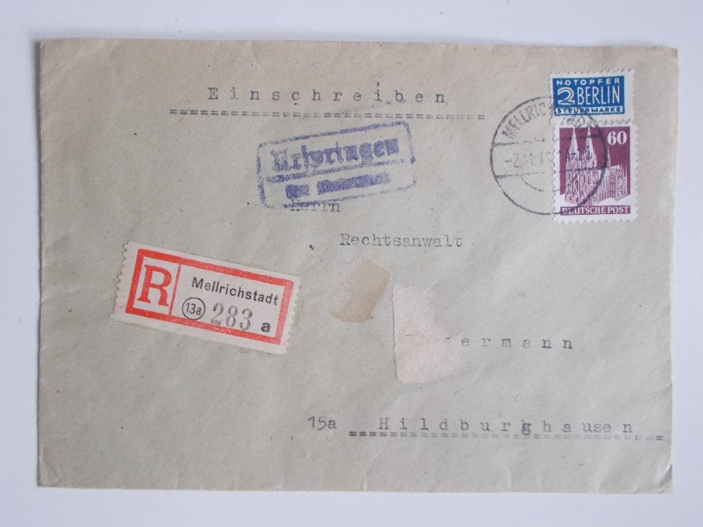 Duitsland Bez USA/UK, Belastingzegel Met Missende Perforatie, Postzegels en Munten, Ophalen, Envelop