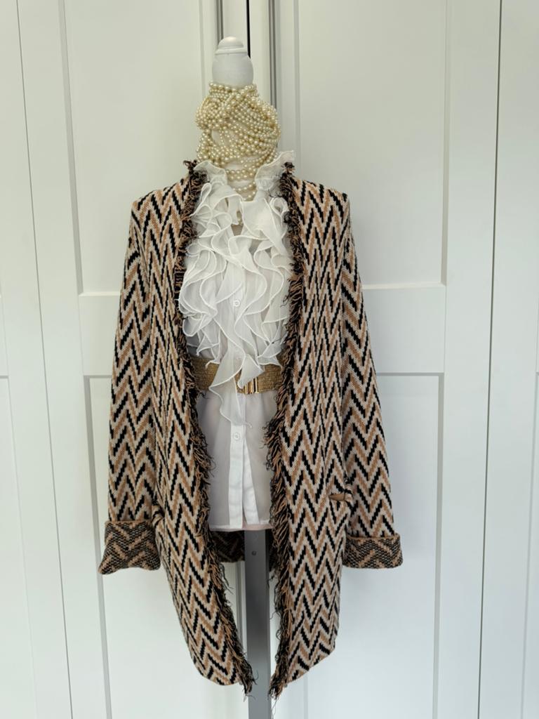 Caroline Biss vest beige zwart bruin 38 40 m l, Kleding | Dames, Truien en Vesten, Verzenden, Zo goed als nieuw, Maat 38/40 (M)