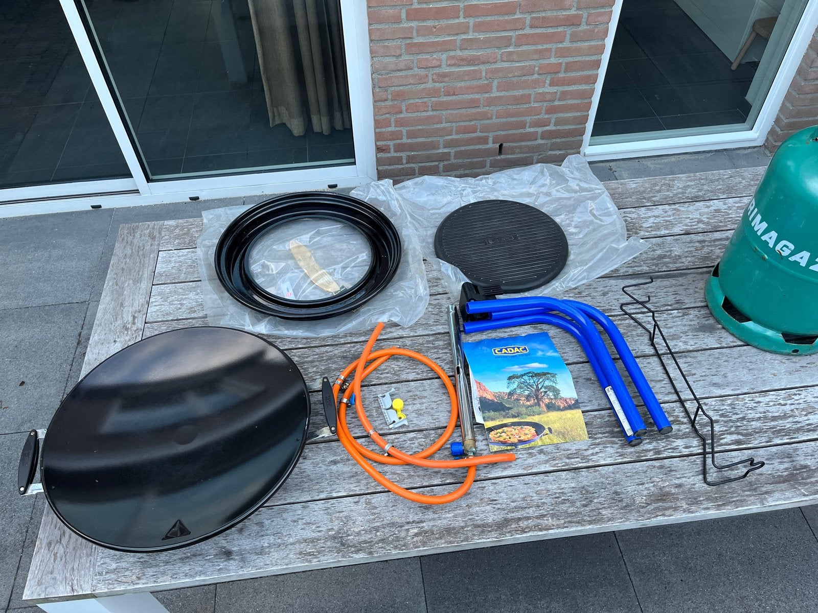 Skottelbraai Cadak + gasfles, Tuin en Terras, Ophalen, Gebruikt