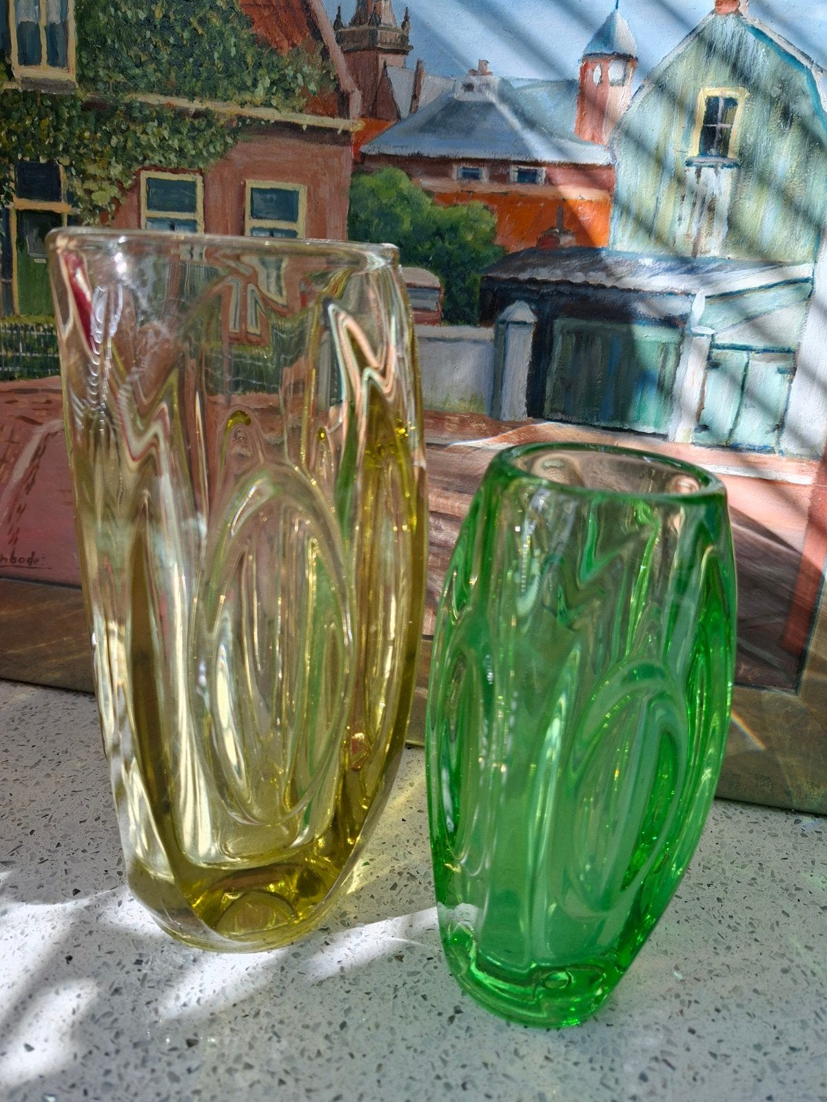 Rudolf Schrötter Vintage Glas Vazen Jaren '50 -, Ophalen of Verzenden