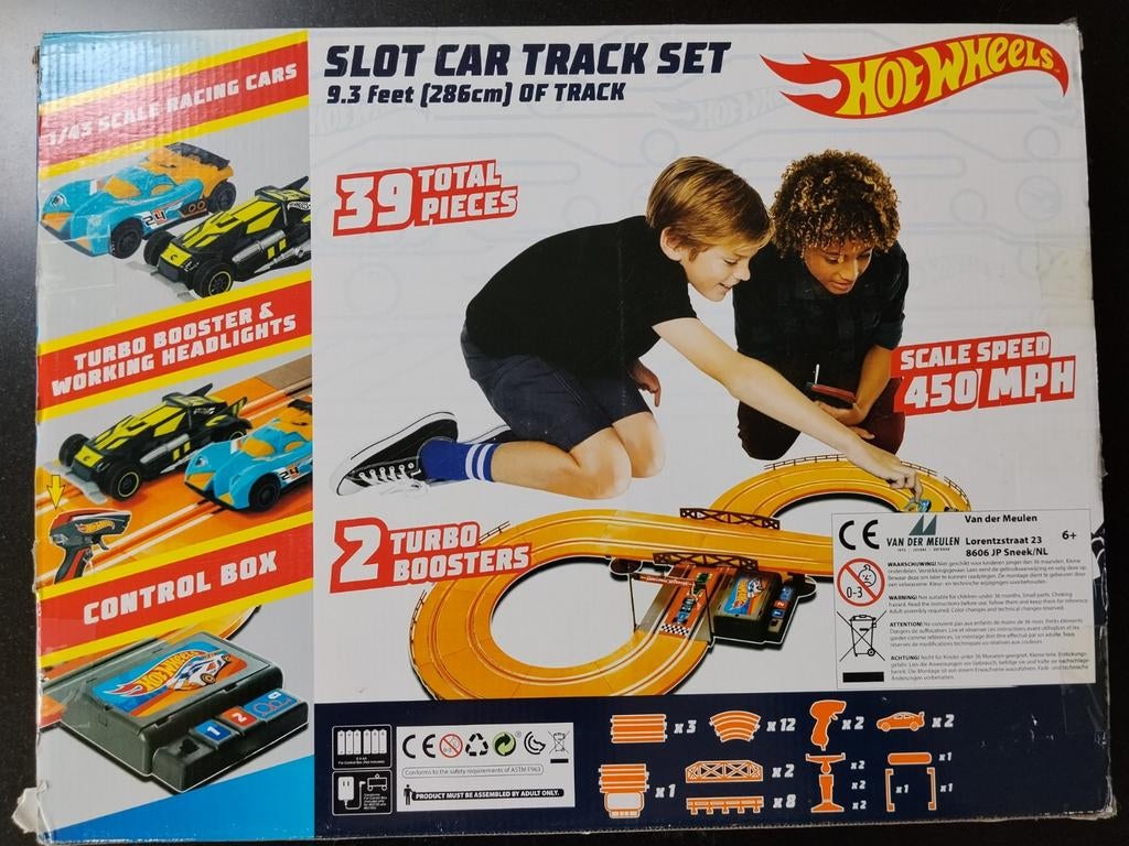 Hot Wheels Slot Racebaan Set - 39 Delen met 2 Turbo Boosters, Racebaan, Nieuw, Ophalen of Verzenden, Hot Wheels