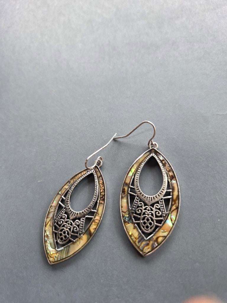 oude abalone oorbellen, Overige materialen, Verzenden, Zilver, Hangers