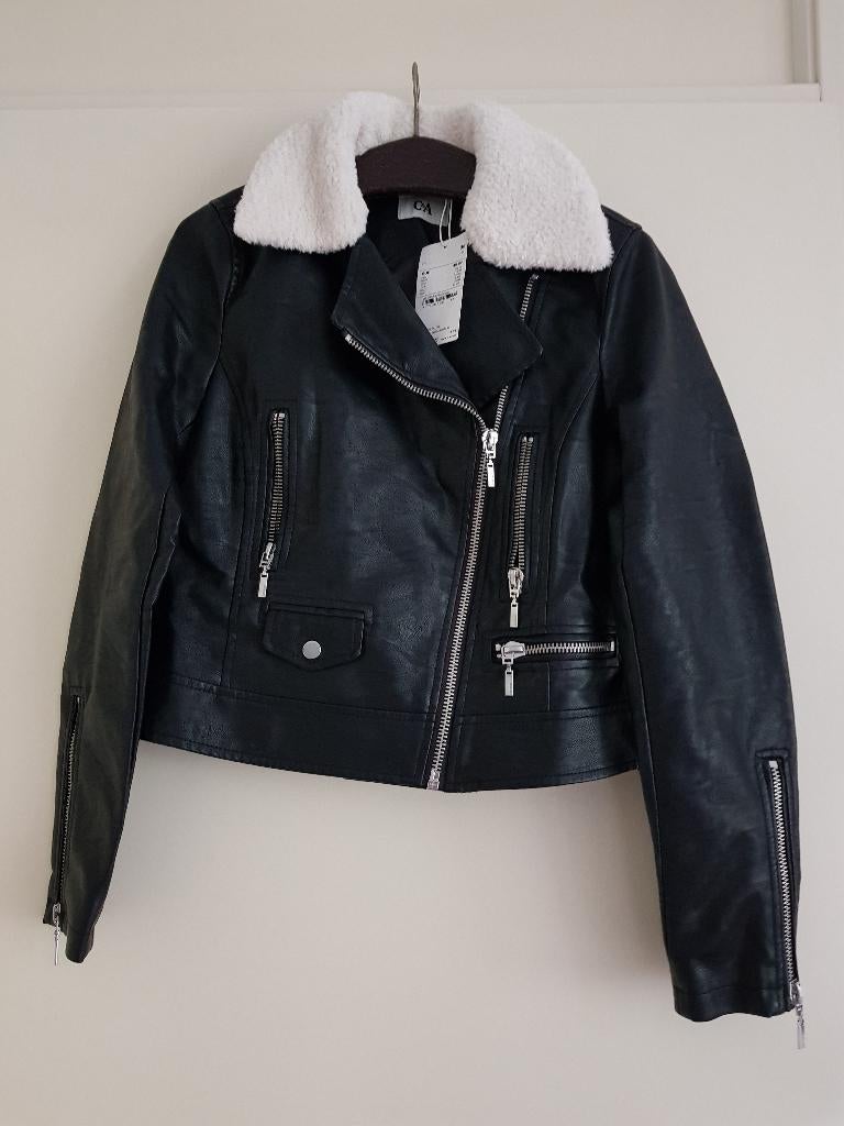 Jas / tussenjas / bikerjack dames - maat S / 36 - C&A NIEUW, Zwart, Nieuw, Ophalen of Verzenden, Maat 36 (S)