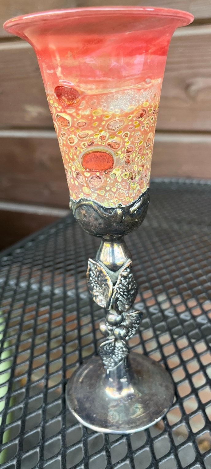 Vintage Glazen kelk beker Uniek Design, Ophalen of Verzenden