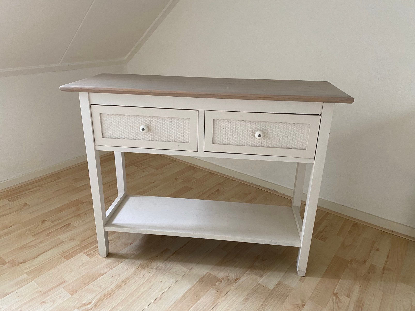 Sidetable in off-white, Ophalen, 100 tot 150 cm, Grenenhout, Landelijk