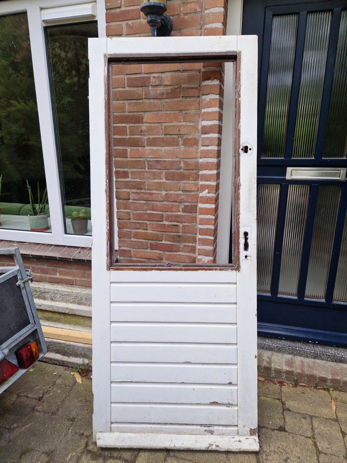 Deur met dubbelglasraam, Ophalen, Gebruikt, Binnendeur, 200 tot 215 cm