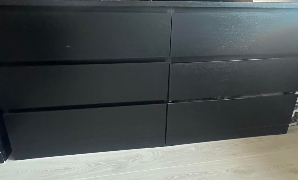 Malm ladekast zwart, Ophalen, 50 tot 100 cm, Zo goed als nieuw, 3 of 4 laden