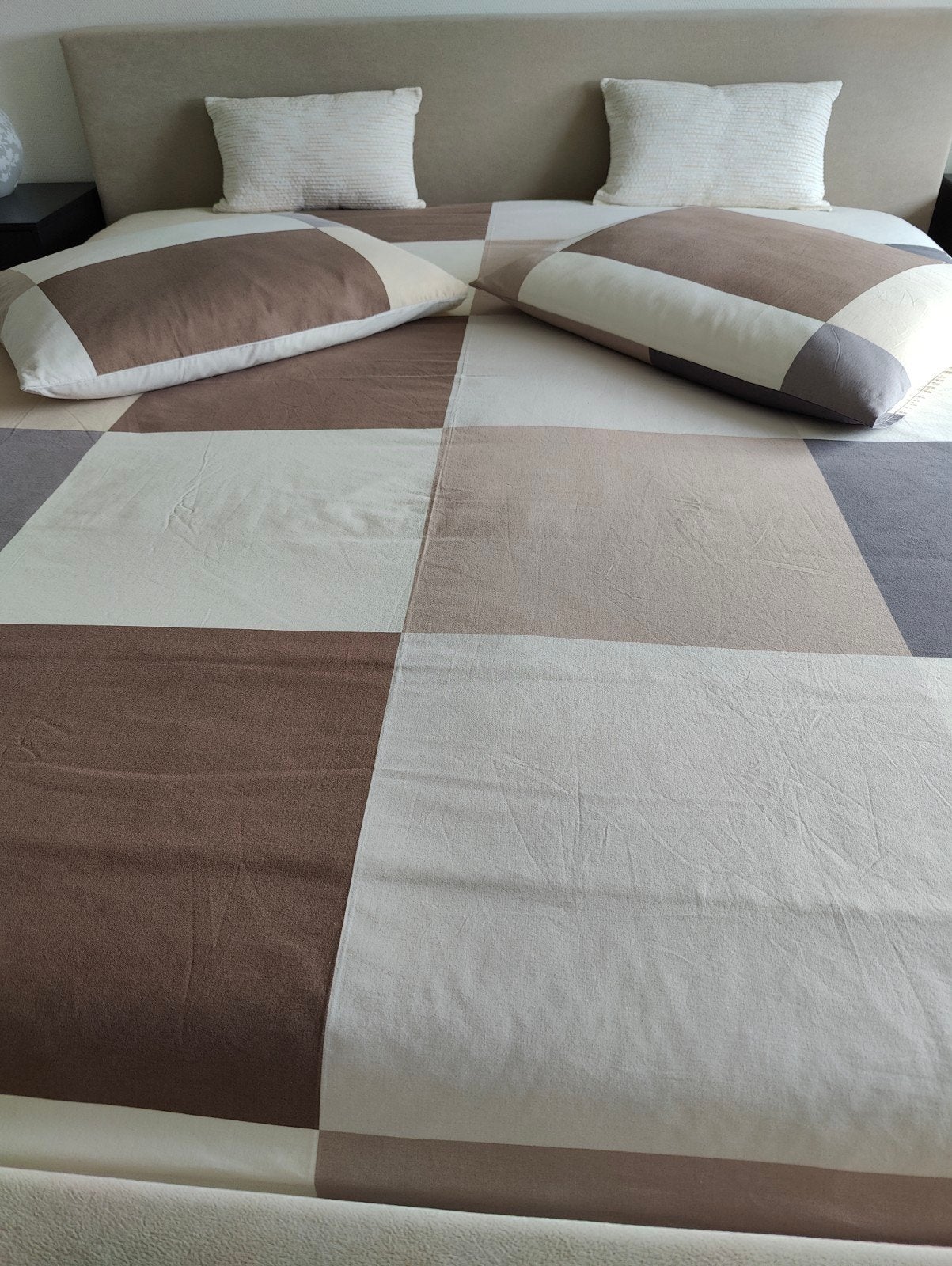 Dekbed overtrek katoen crem beige bruin maat 200bij 260, Beige, Dekbedovertrek, Tweepersoons, Ophalen of Verzenden