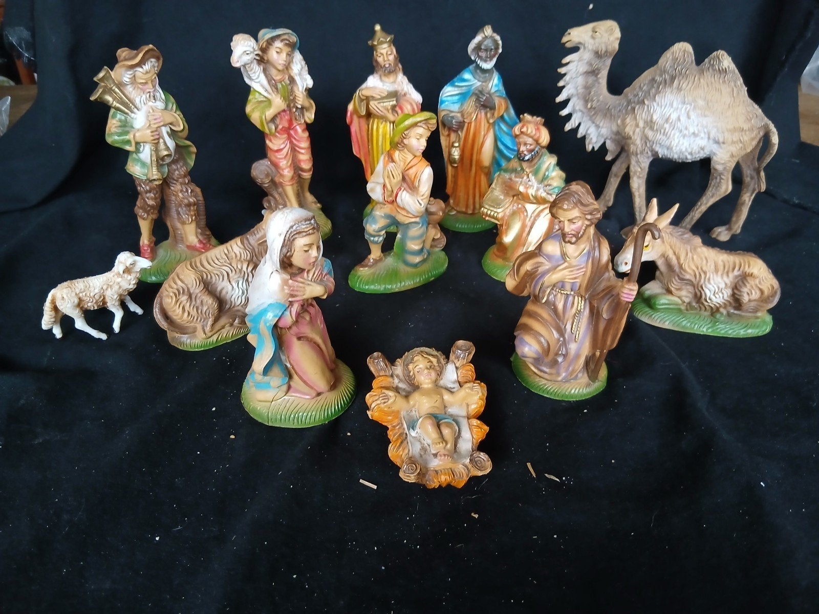 Vintage Kerststal Beeldjes Set - Handgeschilderd Italië, Ophalen of Verzenden