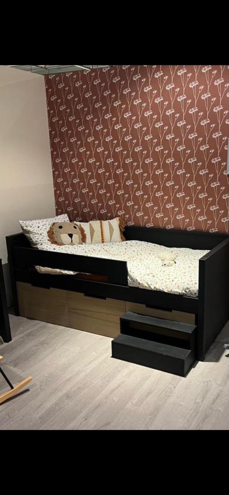 Bed  met opberglades en trapje, 85 tot 100 cm, Gebruikt, 180 cm of meer, Ophalen