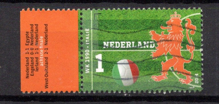 gestempelde zegel. Jaar 2014: WK voetbal met tab, Ophalen of Verzenden, Na 1940, Gestempeld