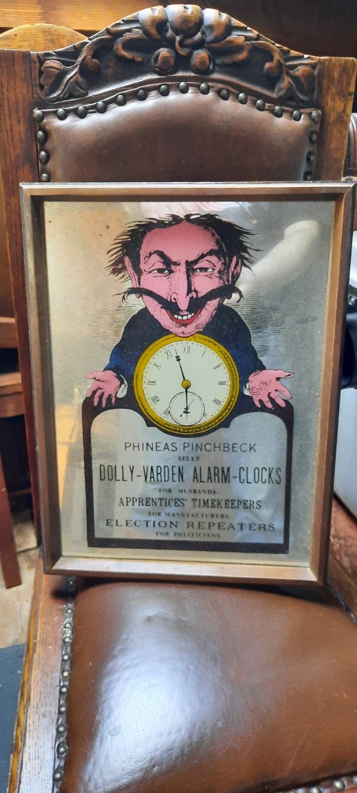 Vintage Spiegel met Phineas Pinchbeck Reclame, Ophalen, Rechthoekig, Minder dan 50 cm, Minder dan 100 cm
