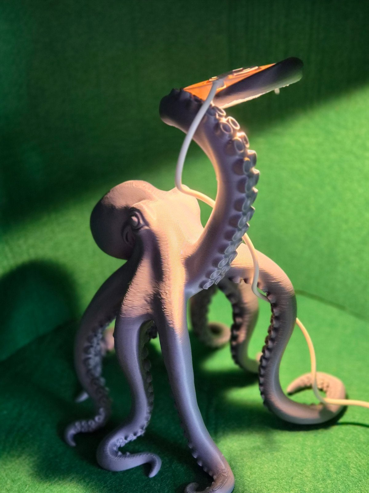 Unieke 3D-geprinte Octopus Tafellamp - Grijs, Figuurlamp, Kunststof, Zo goed als nieuw, Grijs