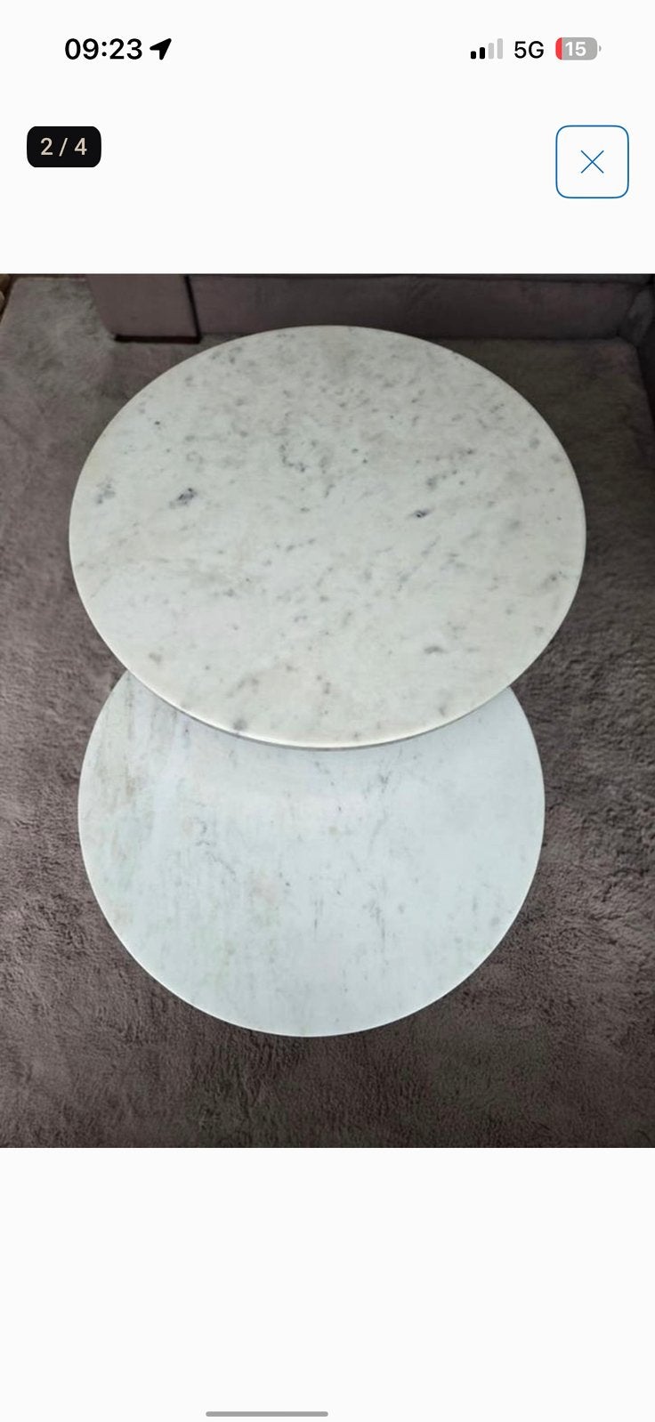 2x Marmer tafel bladen, Ophalen, 50 tot 100 cm, Rond, 50 tot 100 cm