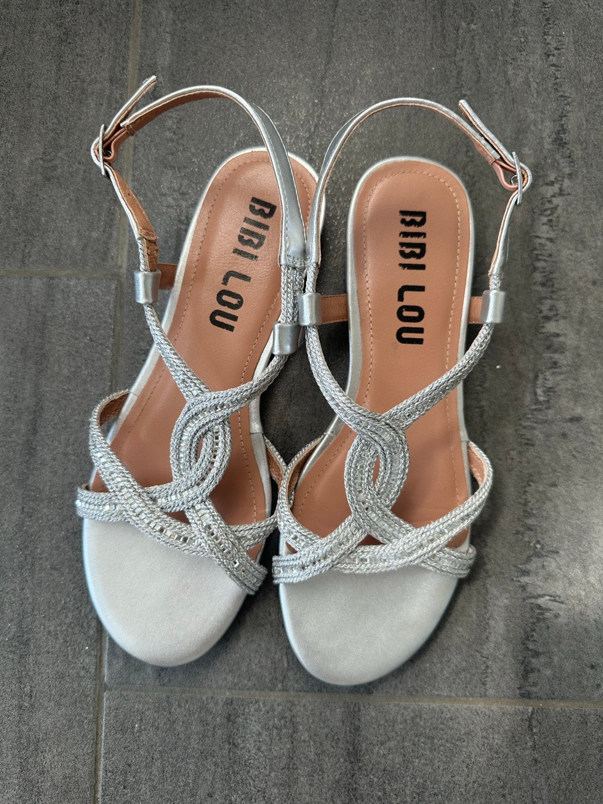 Bibi Lou Sandalen Maat 39 Zilver Glitter, Ophalen of Verzenden, Gedragen, Overige kleuren, Sandalen of Muiltjes