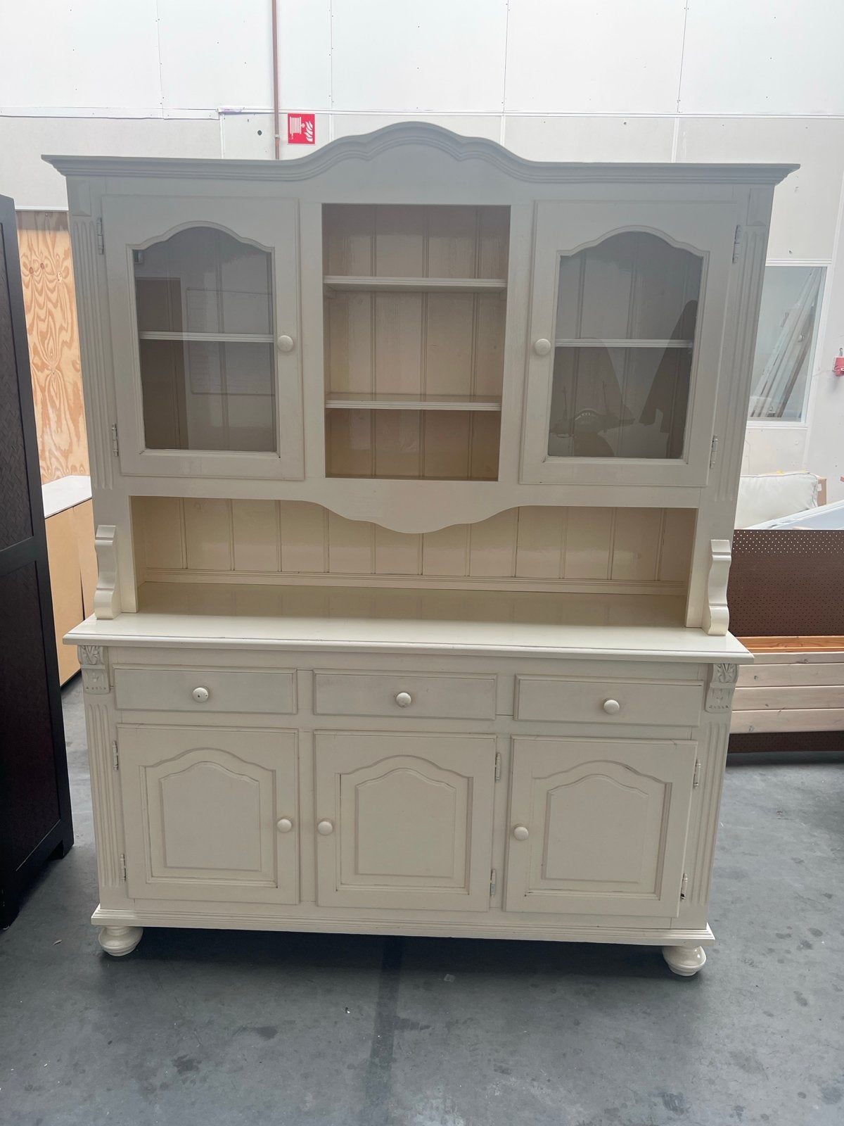 Crème dressoir met vitrinekast - 160x50x200 cm, Ophalen, Gebruikt, 200 cm of meer, 150 tot 200 cm