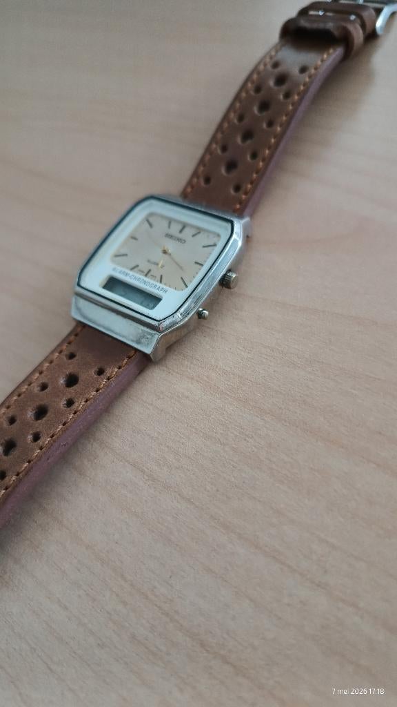 Vintage Seiko 'dual time' jaren '80, Sieraden, Tassen en Uiterlijk, Horloges | Heren, Seiko, Staal, Polshorloge, Ophalen of Verzenden