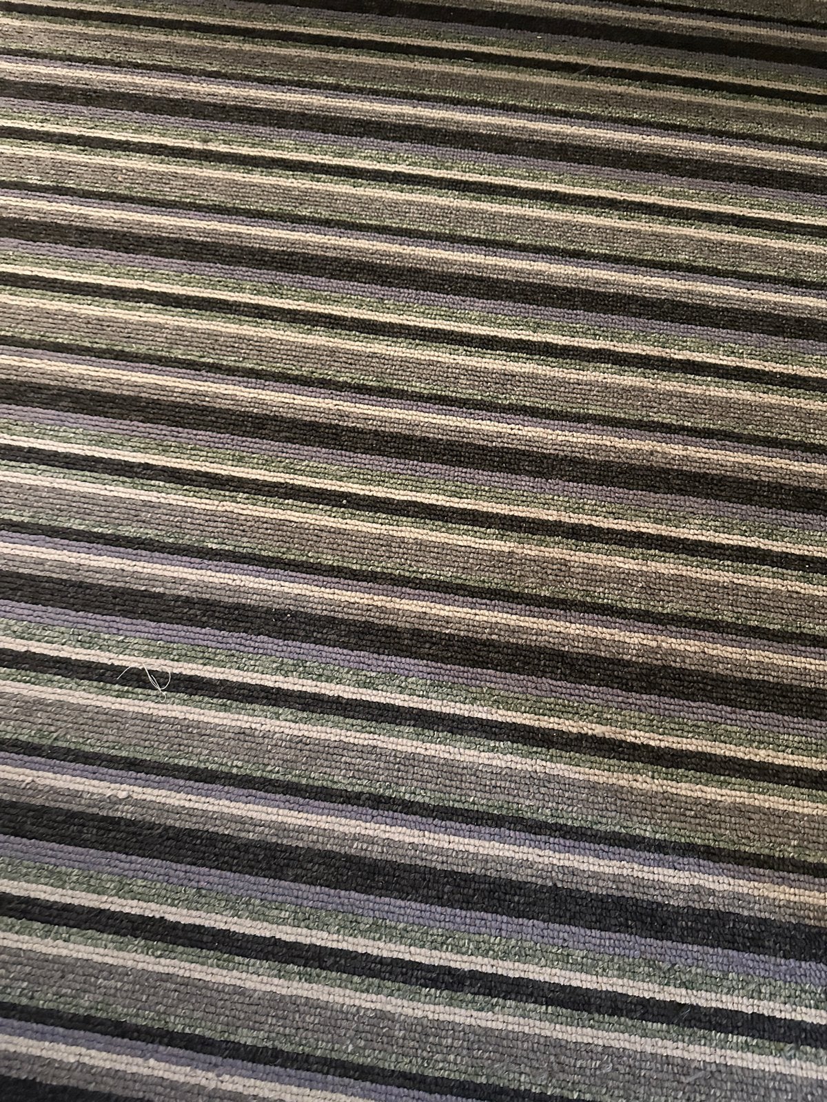 Vloerkleed met strepen in grijs, groen en blauw, Ophalen, Gebruikt, 100 tot 150 cm, 150 tot 200 cm