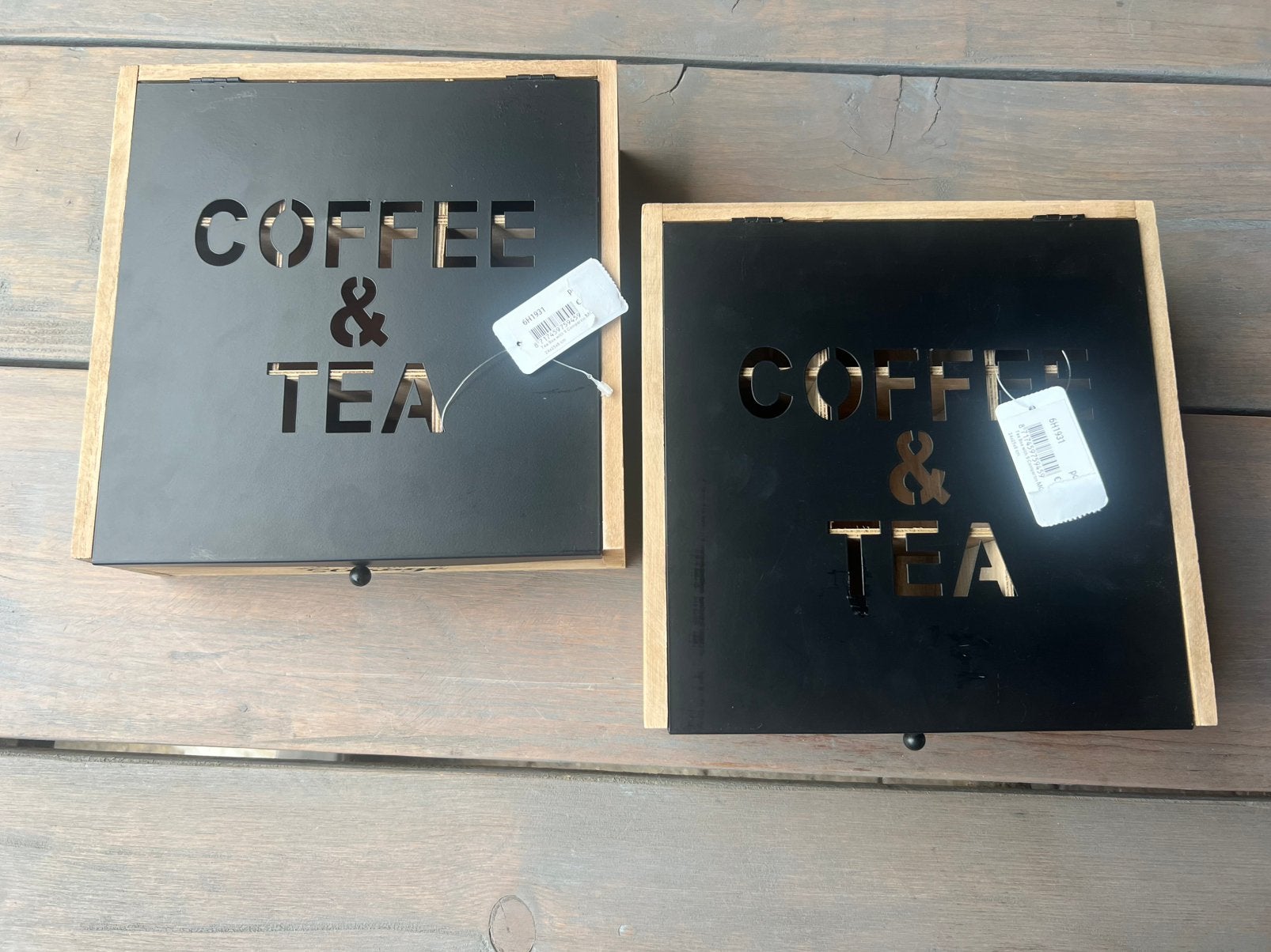 Opbergbox voor coffee & tea, koffie en thee bewaardoos,, Hout, Nieuw, Ophalen of Verzenden, Zwart