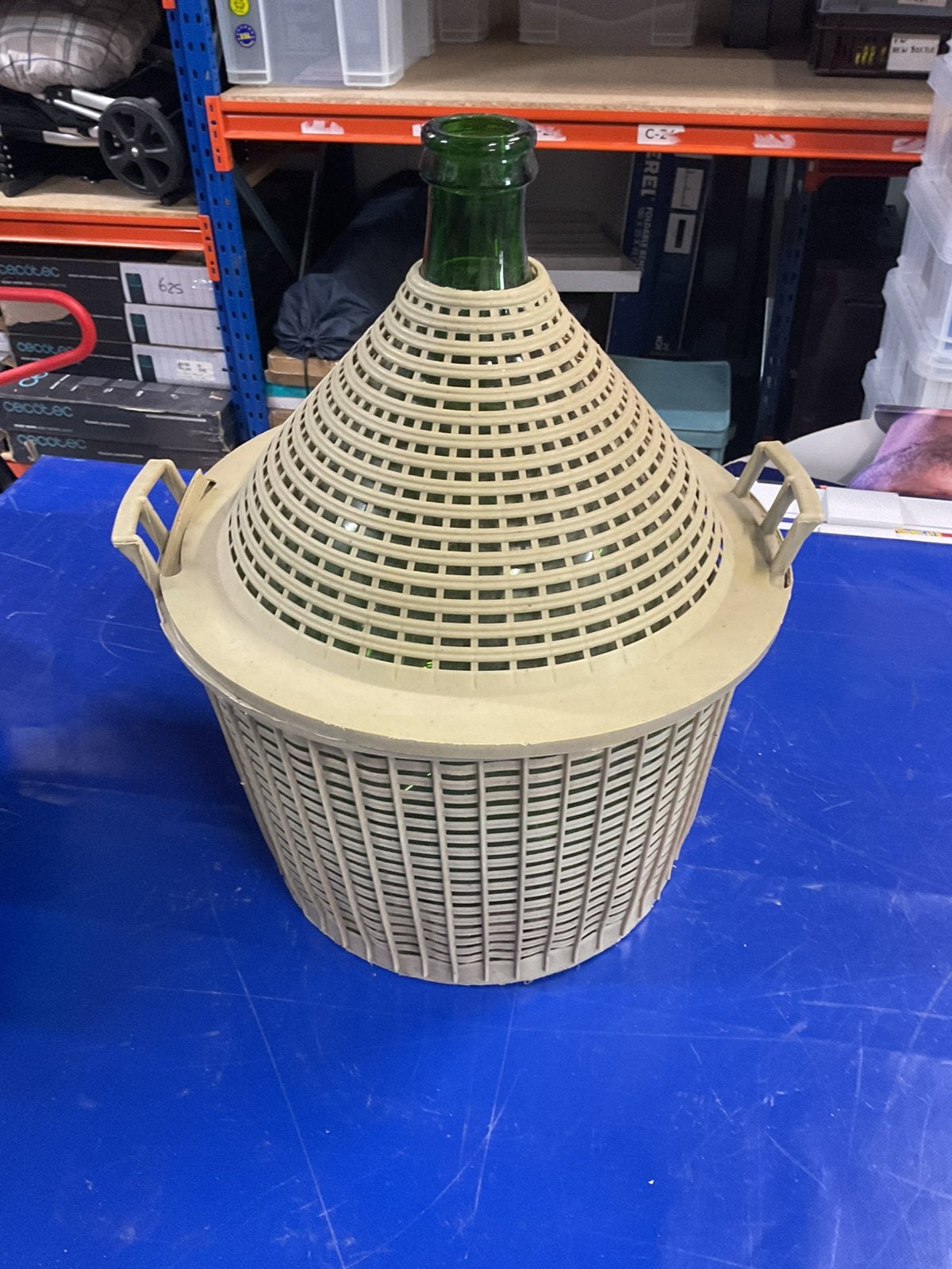 Dame Jeanne fles 20 liter met houder zeer mooi, Ophalen, Zo goed als nieuw, Glas