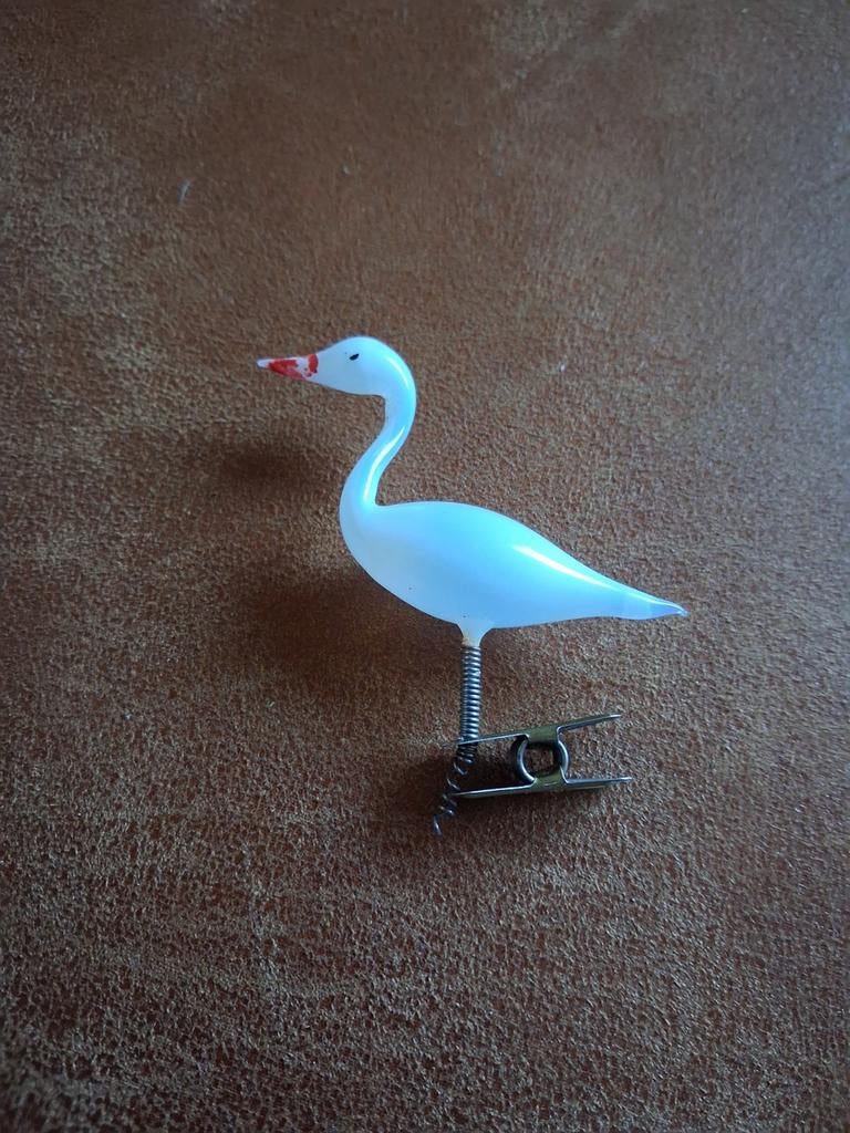 Antieke/oude Kerstboom Decoratie Zwaan met Clip, Ophalen of Verzenden, Gebruikt