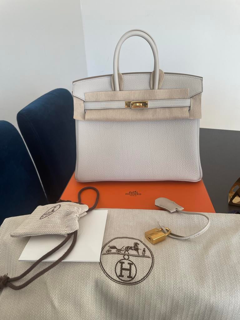 Hermes Birkin 25 Beton Goud Hardware - Zo goed als nieuw, Ophalen, Zo goed als nieuw, Handtas