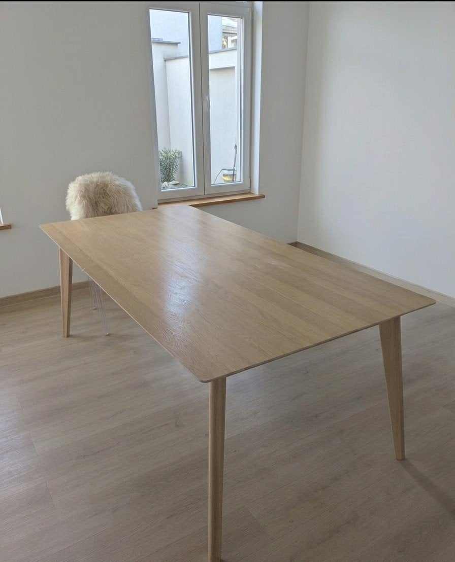 Grote eettafel 100x200 cm met gebruikssporen, Huis en Inrichting, Tafels | Eettafels, Ophalen, Gebruikt, 100 tot 150 cm, Eikenhout
