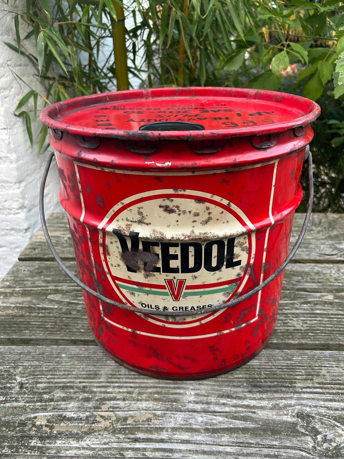 Origineel VEEDOL 5 Gallon Olieblik 🇺🇸 – Vintage Patina –, Verzamelen, Ophalen of Verzenden, Gebruikt, Overige