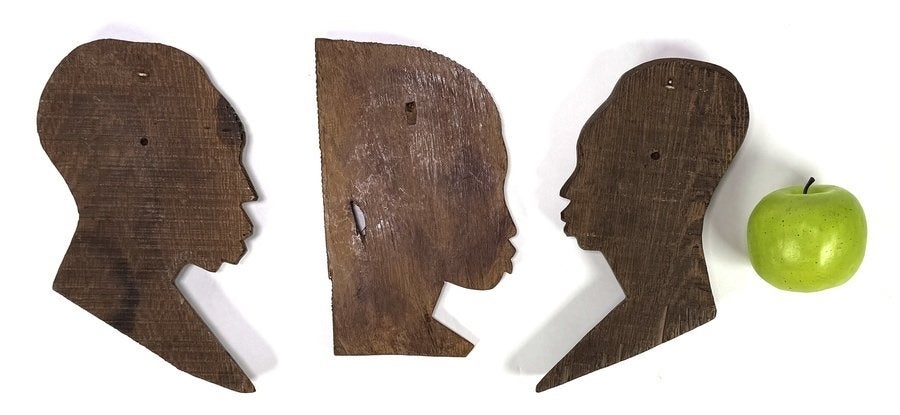 896. Houten wanddecoraties - geprofileerde hoofden, Afrika, Ophalen of Verzenden, Afrika, Hout, Wanddecoratie